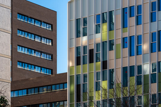 Fototapeta Cityscape of office buildings in the Poblenou district in the city of Barcelona capital of Catalonia in Spain