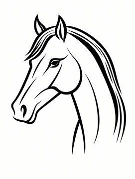 Horse Line Drawing Line Style, A Black And White Drawing Of A Horse