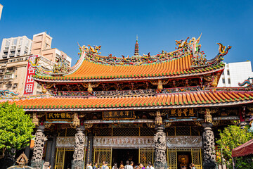 Naklejka premium 台湾 taipei、龍山寺の風景