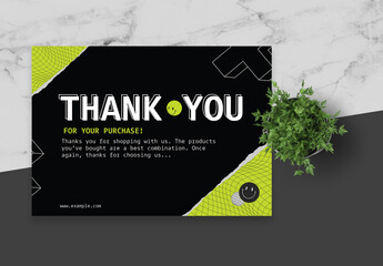 Black and Green Brutalism Thank You Card