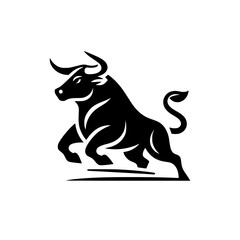 Dynamic Vector Logo Featuring a Charging Bull. Powerful Symbol of Strength and Resilience for Corporate Branding, Financial Services, and Marketing. Striking and Versatile logo on a white Background.