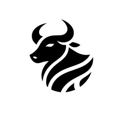 Dynamic Vector Logo Featuring a Charging Bull. Powerful Symbol of Strength and Resilience for Corporate Branding, Financial Services, and Marketing. Striking and Versatile logo on a white Background.