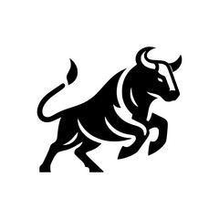 Dynamic Vector Logo Featuring a Charging Bull. Powerful Symbol of Strength and Resilience for Corporate Branding, Financial Services, and Marketing. Striking and Versatile logo on a white Background.