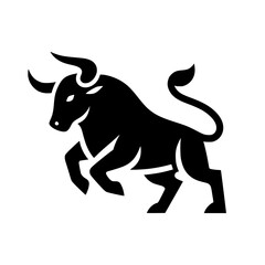 Dynamic Vector Logo Featuring a Charging Bull. Powerful Symbol of Strength and Resilience for Corporate Branding, Financial Services, and Marketing. Striking and Versatile logo on a white Background.