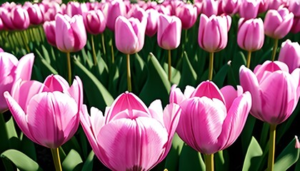pink and white tulips in spring