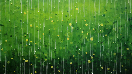 Green background with rain motif, Generate AI.