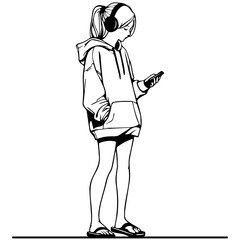 Woman Listen Music on Phone.