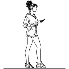 Woman Listen Music on Phone.