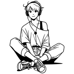 Woman Listen Music on Phone.