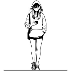 Woman Listen Music on Phone.