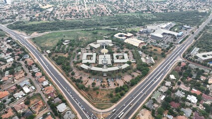 Government Mass Media complex aerial view in Gaborone, Botswana, Africa