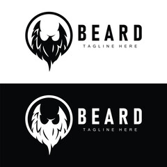 Beard Logo Design Silhouette Vector Barbershop Illustration Men's Appearance Simple Template