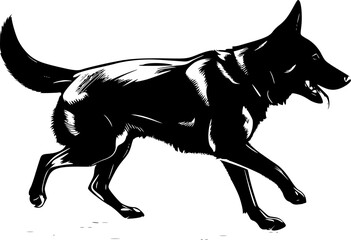 German Shepherd Dog SVG Running Tongue Out Dark Shading