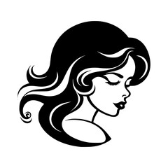 silhouette of a beautiful women hair style Vector illustration silhouette image icon