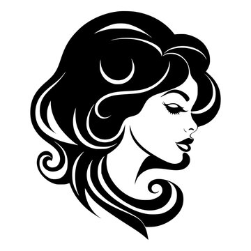silhouette of a beautiful women hair style Vector illustration silhouette image icon