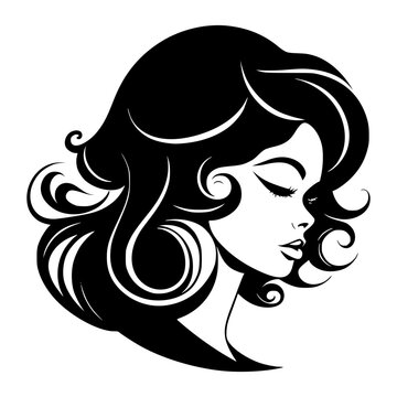 silhouette of a beautiful women hair style Vector illustration silhouette image icon