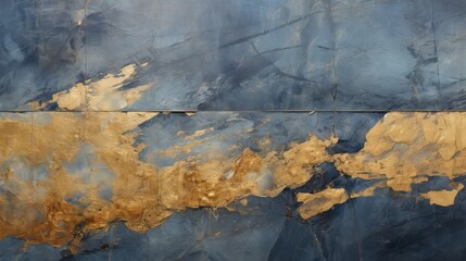 The eroding cliff's texture has blue and gold tones.
