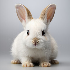 AI generated illustration of a white rabbit on a gray background