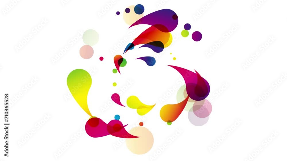 Wall mural animated color splash and bubbles in abstract shape