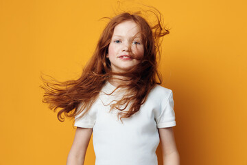 Childhood little caucasian kid portrait cute hair person beauty children girl young face female