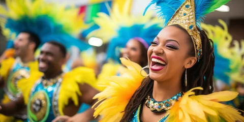 Photo sur Plexiglas Carnaval A group of Brazilian samba dancers in carnaval