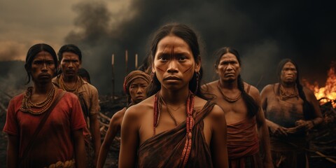Fototapeta premium A group of indigenous people from a tribe