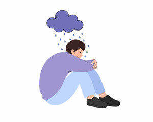 Fototapeta premium Sad unhealthy young person suffering from phobia anxiety Psychology and mental health Fears and phobias