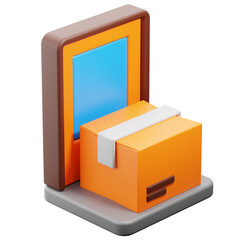 PNG 3D Door Delivery icon isolated on a white background