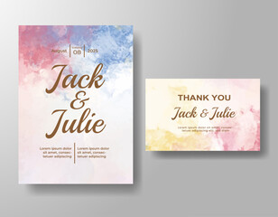 Wedding invitation with abstract watercolor background