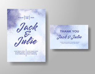 Wedding invitation with abstract watercolor background