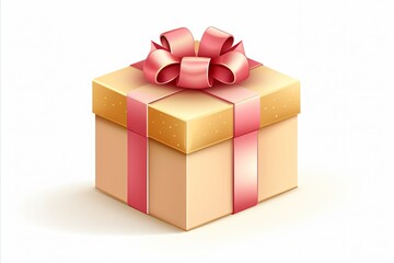 Obraz premium Ribbon-tied gift box on white background - ideal for celebrations and special occasions