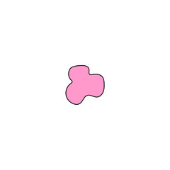 set of pink color blobs with outline abstract