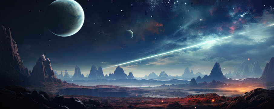 Amazing landscape of futuristic alien planet