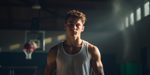 Fototapeta premium Portrait of a young athlete basketball player