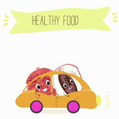 Cute  cartoon  characters lychee with different activities. Flat vector illustration, funny fruits. Organic food.