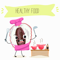 Cute  cartoon  characters lychee with different activities. Flat vector illustration, funny fruits. Organic food.