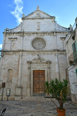 Fototapeta na wymiar Facade of an old church in Monopoli, a town in the province of Bari, Itay.