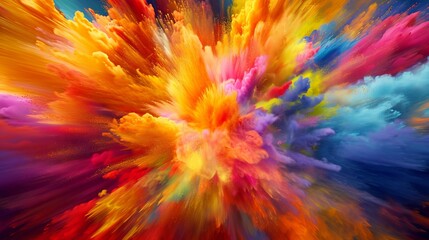 Obraz premium An energetic burst of vibrant colors forming an abstract explosion