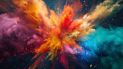 An energetic burst of vibrant colors forming an abstract explosion