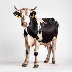 cow with horns on a white background
