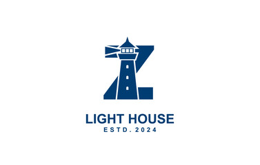 Z Letter light house logo template for symbol of business identity