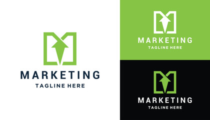 Initial Letter M Monogram with Up Arrow For Business Marketing Logo Design