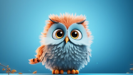 cartoon owl with big eyes, cute illustration for kids