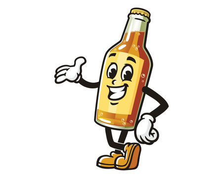 recommend clip art: smile Beer Bottle relax pose cartoon mascot illustration character vector clip art hand drawn