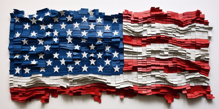 Stylized American flag on a white background - Powered by Adobe