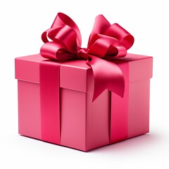 Obraz premium Elegant gift box with decorative ribbon on white background for gifting and celebrations