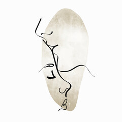 Abstract female face on a white background. Hand-drawn illustration.
