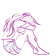 Beautiful girl dancing in sketch style. Vector illustration for your design