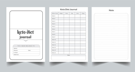 Editable Keto Diet Journal Planner Kdp Interior printable template Design.