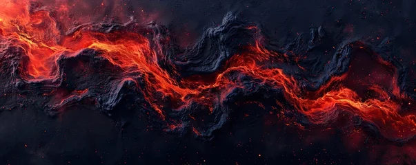 Keuken spatwand met foto Inferno unleashed. Captivating image of active volcano eruption featuring fiery lava flow intense flames and stunning display of nature power © Bussakon
